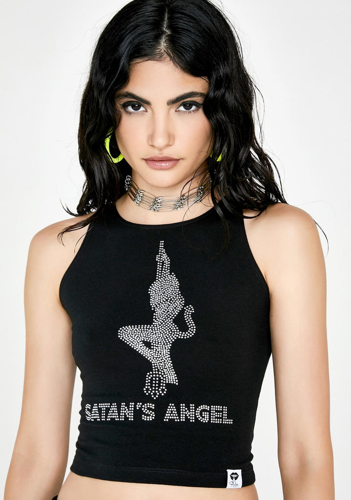SATAN'S ANGEL CROP TOP - FEMMEMUTE Women's Streetwear 