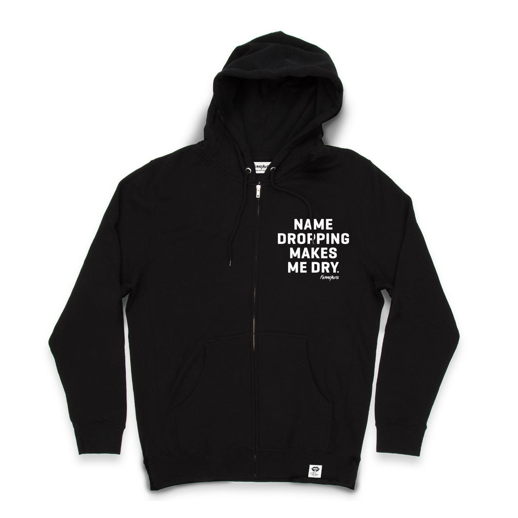 NAME DROPPING ZIP HOODIE - FEMMEMUTE Women's Streetwear 